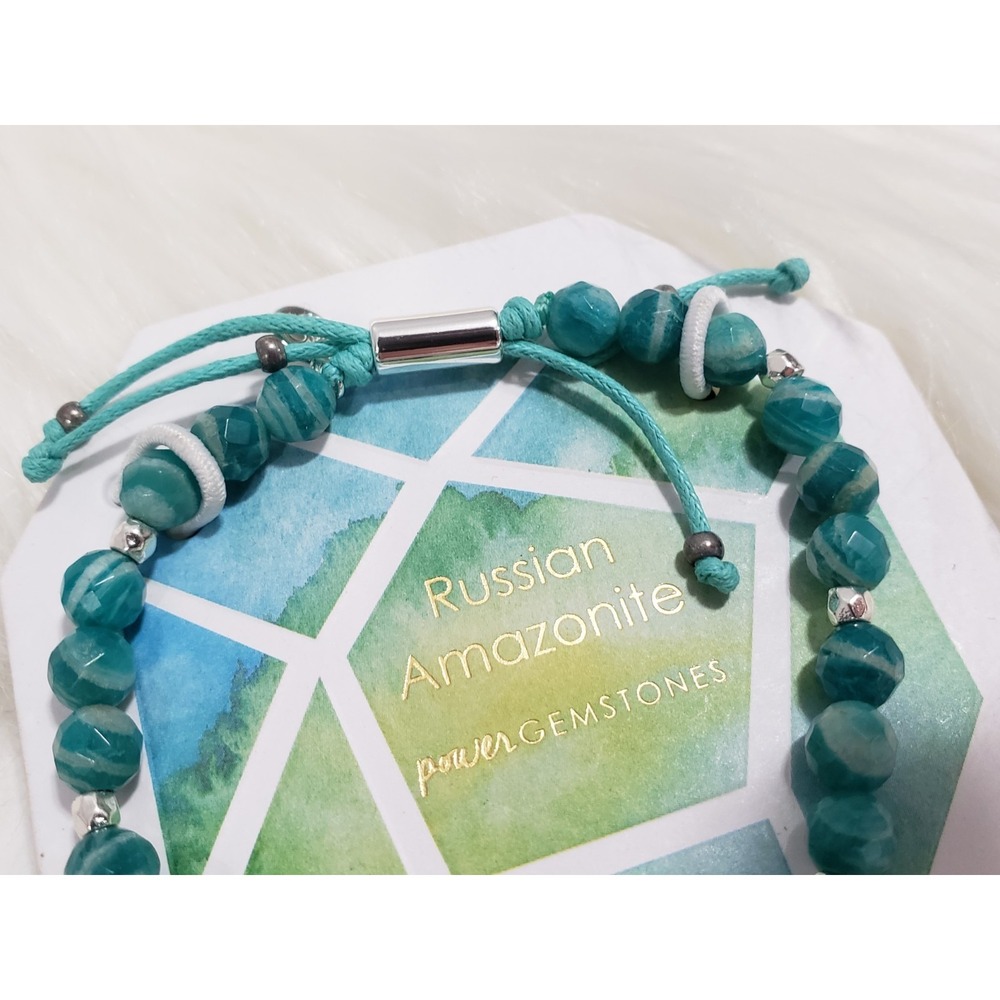 NEW Gorjana Power Gemstone Geo RUSSIAN AMAZONITE BEADED Bracelet ADJUSTABLE - Picture 3 of 4
